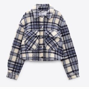 Zara Plaid Cropped Coat Wool jacket